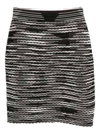 MISSONI BROWN STRIPED RIBBED SKIRT