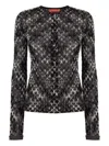 Missoni Slim-fit-cardigan Mit Rundhals Aus Flammspitze In Black