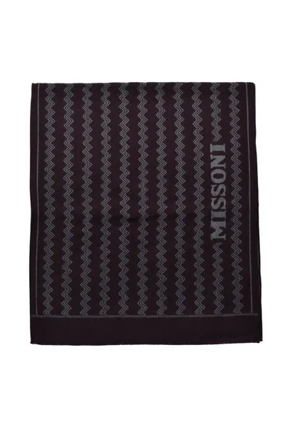 Missoni Brown Wool Scarf In Orange