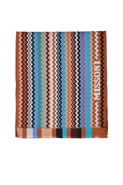 Missoni Brown Wool Scarf In Multi