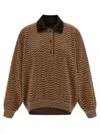 Missoni Chevron Pattern Long Sleeve Collared Sweater In Brown