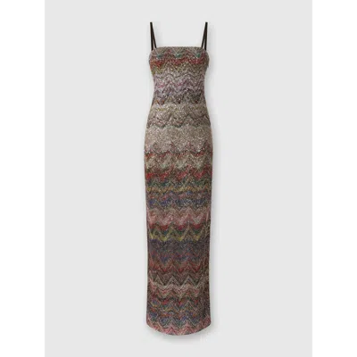 Missoni Bustier Long Dress With Zigzag Pattern In Black