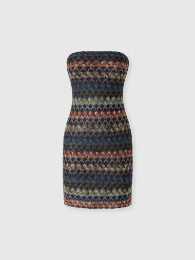 Missoni Bustier Mini Dress With Lace Motif In Brown