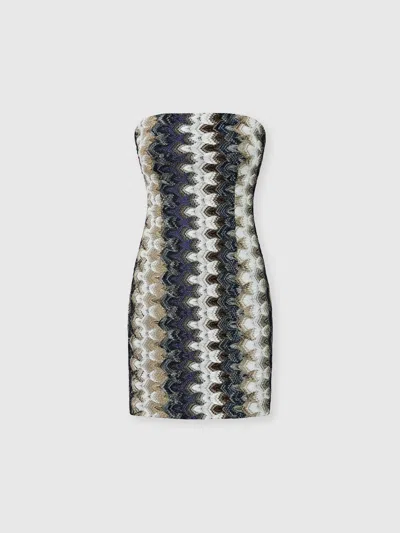 Missoni Bustier-minikleid Aus Lamé-viskose Mit Spitzenmotiv In Multi