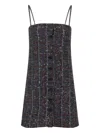 Missoni Spaghetti Strap Plaid Dress Featuring Buttons In Black