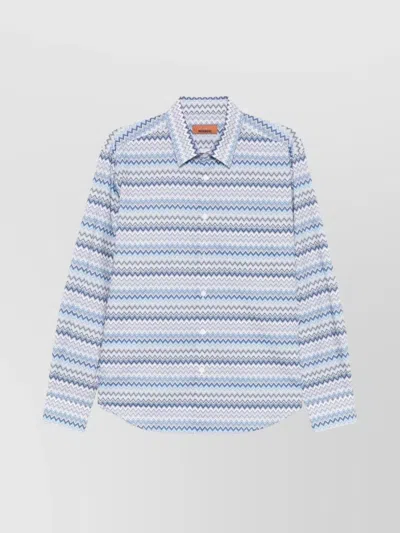Missoni Button-down Collar Pleated Hem Shirt In Multicolour