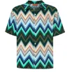 Missoni Camicia Bowling In Viscosa Con Macro Zig Zag E Taschino In Multicolor