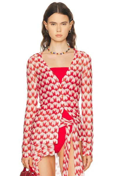 Missoni Button Up Top In Red