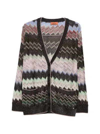 Missoni Button Zigzag Cardigan In Black