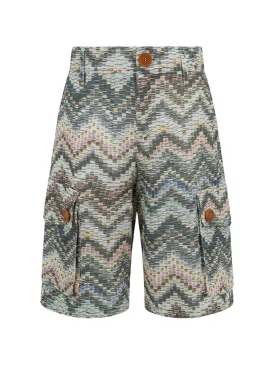 Missoni Kids' Button Zigzag Shorts In Multi
