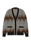 Missoni Macro Zigzag Knitted Cardigan In Brown