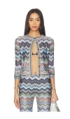 Missoni Cardigan In Viscose Chevron With Snake Motif And Patch Pockets In Multi