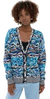 Missoni Buttoned Cardigan Multicolor Blue Tones In Multicolor Blue Tones