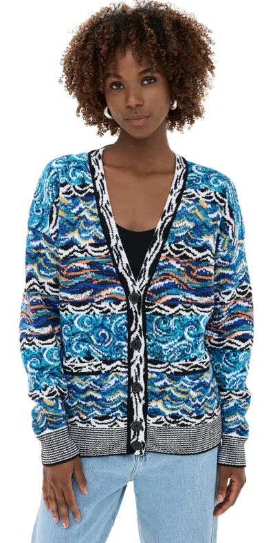 Missoni Buttoned Cardigan Multicolor Blue Tones In Clear Blue