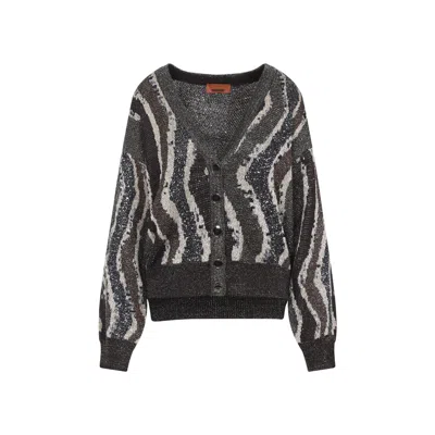 Missoni Embroidered Viscose Blend Cardigan In Black