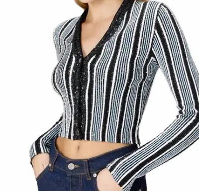 Missoni Buttoned Sequin Cardigan In Black/white In Multi