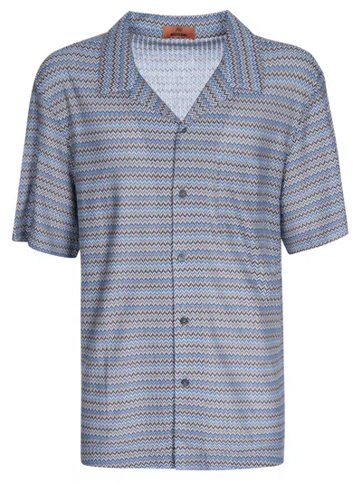 Missoni Buttoned Short-sleeved Shirt In Blue