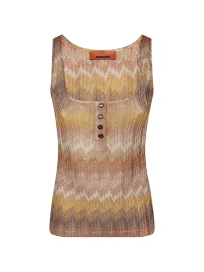 Missoni Button-front Chevron Top In Neutral