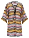 Missoni Multicolor Dress With Zig Zag Motif And Laces On The Front In Cotton Woman