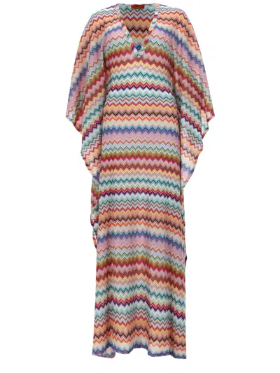 Missoni Caftano Lungo Copricostume In Multi