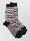 Missoni Zig-zag Pattern Calf Socks In Pink