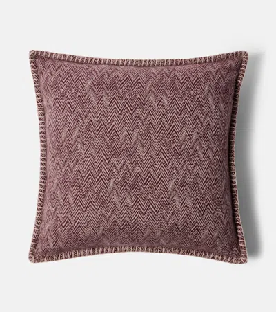 Missoni Camelia Zigzag Wool And Cashmere Cushion In Burgundy
