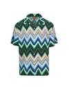 Missoni Camicia Bowling In Viscosa Con Macro Zig Zag E Taschino In Green