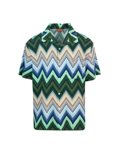 Missoni Camicia Bowling In Viscosa Con Macro Zig Zag E Taschino In Sm9lq