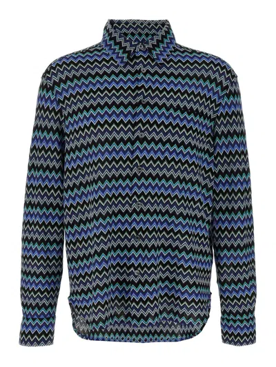 Missoni Zick-zack-hemd Aus Baumwolle Mit Brusttasche In Multi