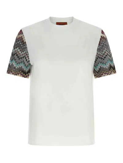 Missoni Kurzarm-t-shirt Mit Snake-einsatz In White