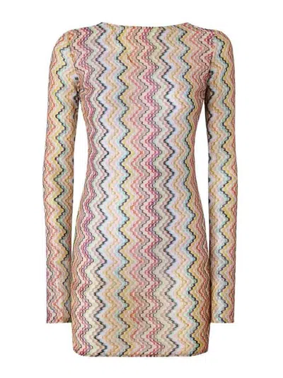 Missoni Long-sleeved T-shirt With Irregular Zig Zag Print In Multi