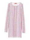 Missoni Midi Dress In Zig Zag Printed Tulle Multicolor 3d Chevron In Multi