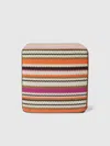 Missoni Cancun Cubic Outdoor Pouffe 40x40x40 Cm With Chevron Pattern In Orange Multicoloured