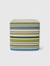 Missoni Cancun Cubic Outdoor Pouffe 40x40x40 Cm With Chevron Pattern In Turquoise  Multicoloured