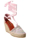 Missoni Canvas & Leather Wedge Sandal In Pink