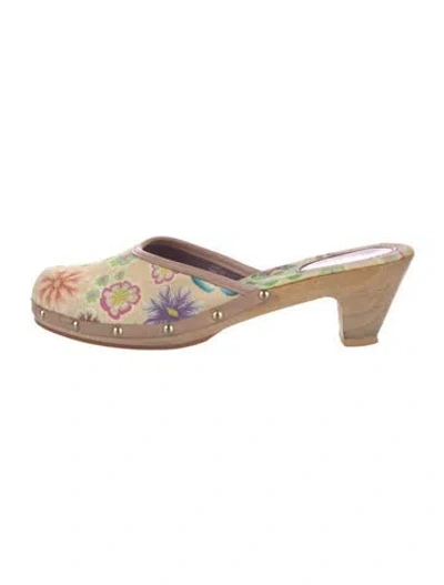 Pre-owned Missoni Canvas Floral Print Mules In Neutral
