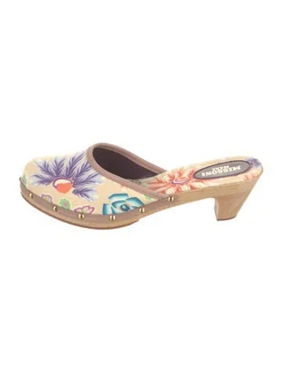 Pre-owned Missoni Canvas Floral Print Mules In Neutral