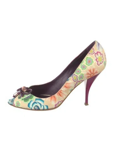 Pre-owned Missoni Canvas Floral Print Pumps In Purple