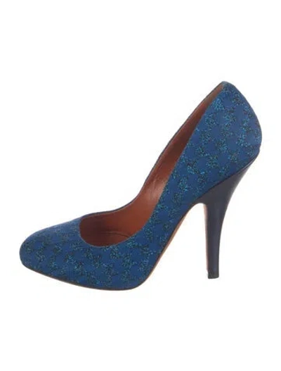 Pre-owned Missoni Canvas Glitter Accents Pumps In Blue