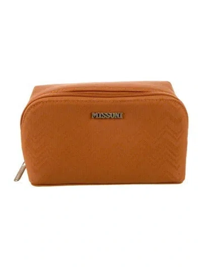 Pre-owned Missoni Canvas Mini Cosmetic Bag In Orange