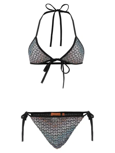 Missoni Sequin-embellished Viscose Bikini In Gray
