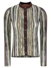 Missoni Striped Pattern Knitwear Cardigan With Ribbed Cuffs In Multicolor