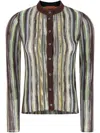 Missoni Striped Pattern Knitwear Cardigan With Ribbed Cuffs In Brown