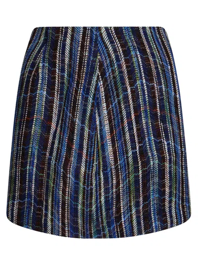 Missoni Caperdoni Chevron Textured Knit Mini Skirt In Blue