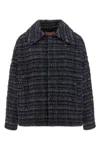 Missoni Textured Fabric Collared Long Sleeve Overshirt In Blue