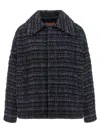 Missoni Textured Fabric Collared Long Sleeve Overshirt In Multi