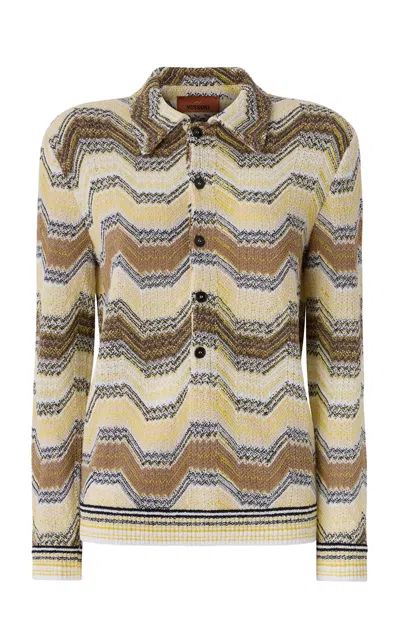 Missoni Caperdoni-knit Long-sleeve Polo In Multi