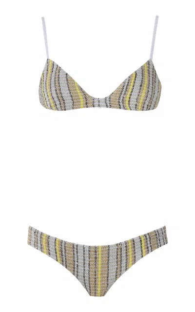 Missoni Caperdoni-knit Scoop-neck Bikini With Low-rise Bottoms In Gray