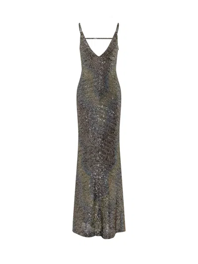 Missoni Caperdoni Long Dress In Multic Brown/blue/yellow