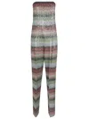 Missoni Long Bustier Jumpsuit In Gradient Zigzag Knit With Sequins In Kp